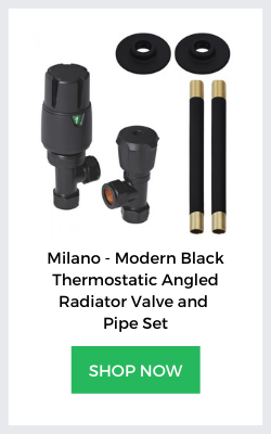 milano black radiator valve and pipe set 