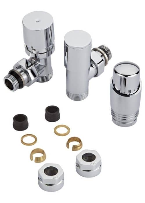 Thermostatic radiator valve with copper adapters