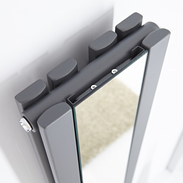 a top view of the Milano Icon mirrored designer radiator
