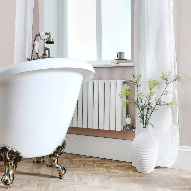 white milano aruba radiator in a bathroom