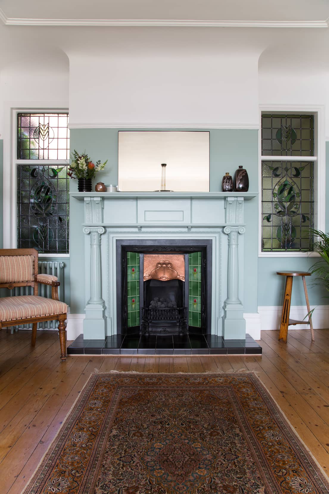 blue edwardian fireplace