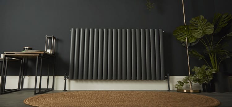 Milano Aruba anthracite horizontal radiator A grey milano aruba designer radiator free from obstructions