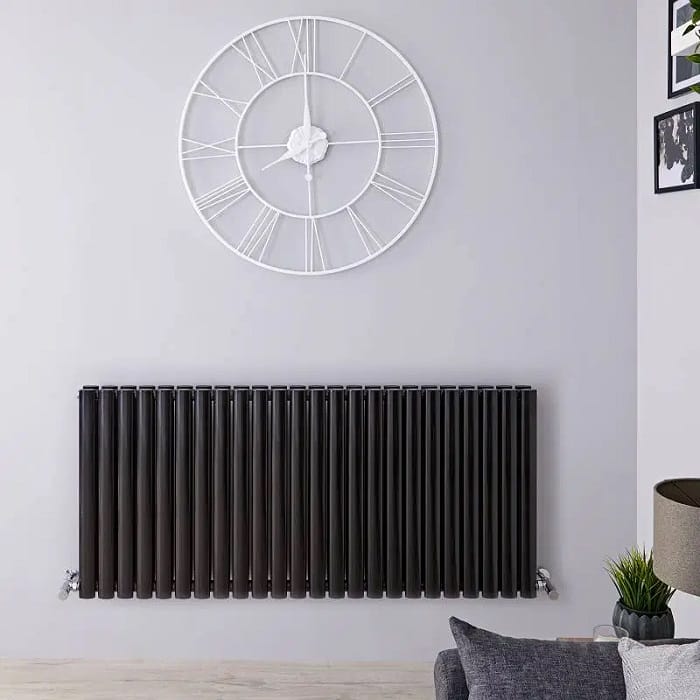 Milano Aruba black horizontal radiator Milano Aruba Black Horizontal Designer Double Radiator