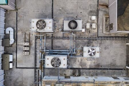 HVAC system installed on rooftop aerial view