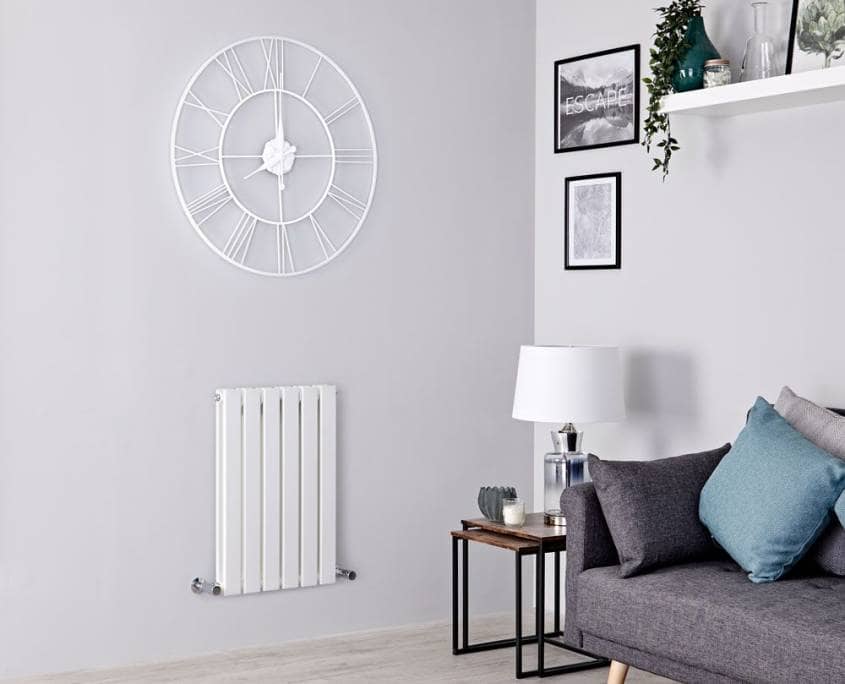 Milano Alpha white horizontal radiator Milano Alpha White Horizontal Single Slim Panel Designer Radiator
