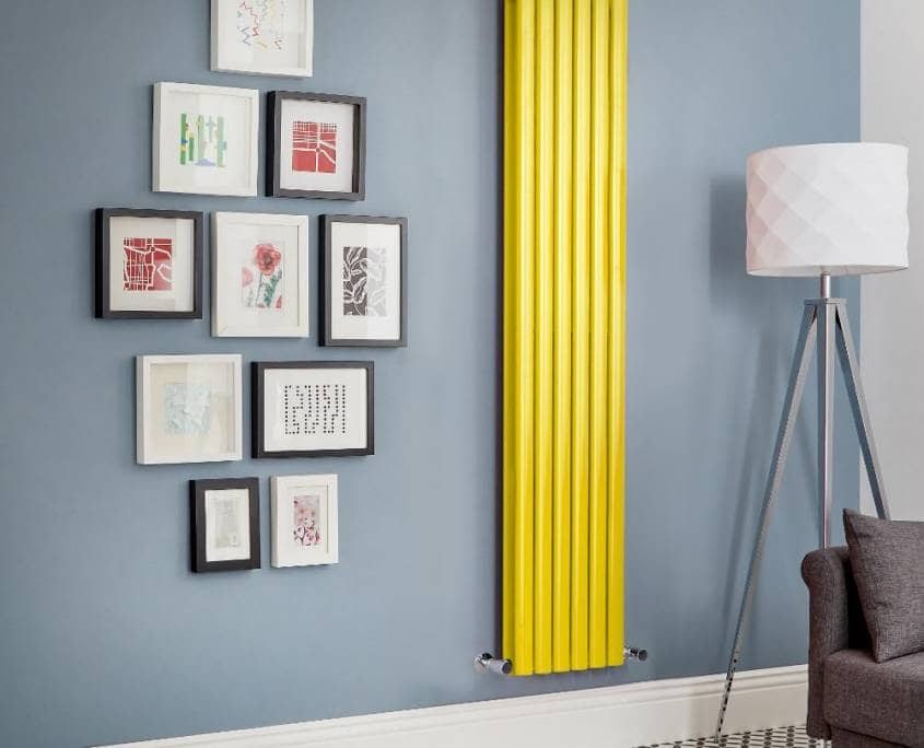 Milano Aruba yellow vertical radiator Milano Aruba Yellow Vertical Double Panel Designer Radiator