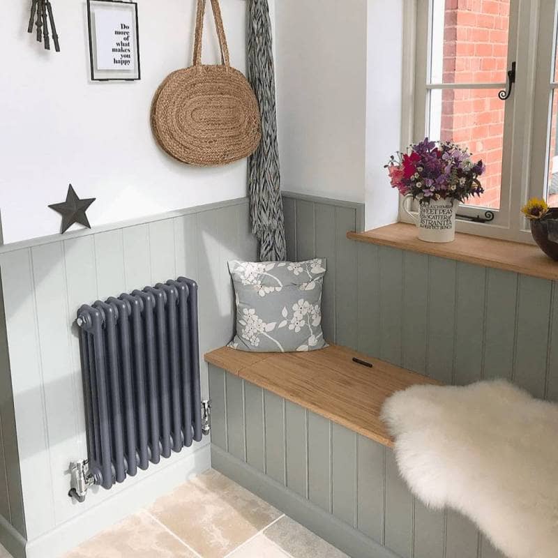 Milano Windsor anthracite radiator in a hallway radiator