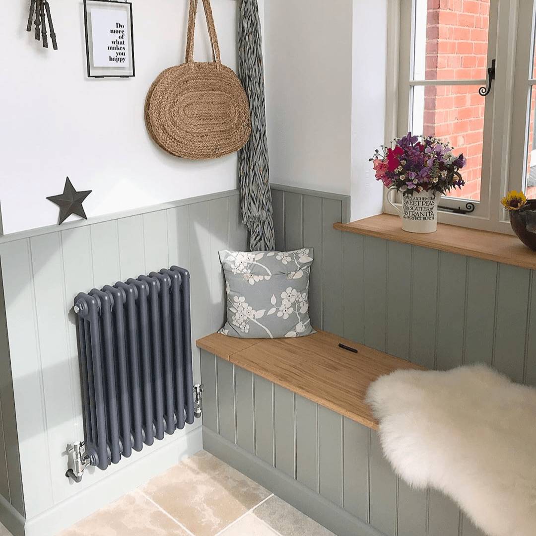 Milano Windsor anthracite radiator in a hallway radiator