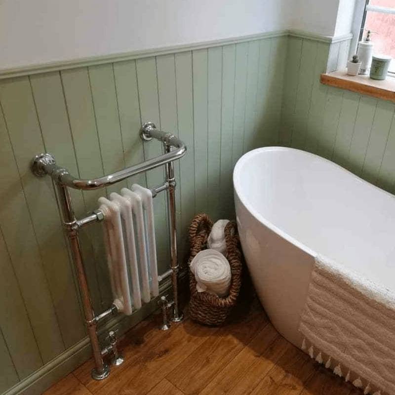 Milano Trent heated towel rail in a bathroom