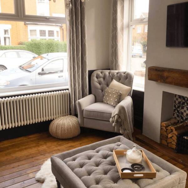 White low level Milano Windsor radiator under a window