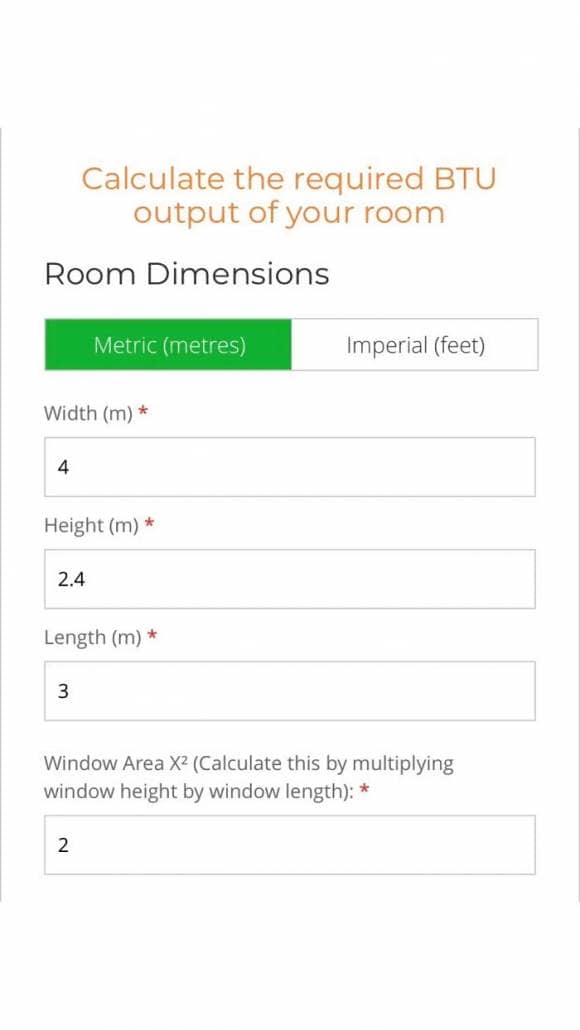 BTU calculator part 1 BTU Calculator screen part 1