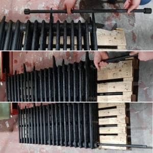 Cast iron radiator sections joined together