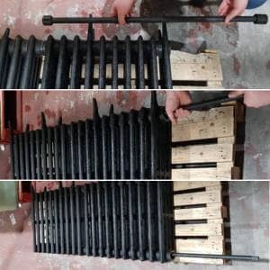 Step 4 Cast iron radiator sections joined together