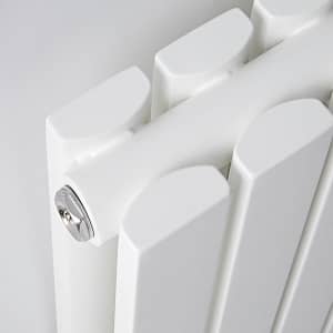double panelled designer radiator close up close up of the panels on a white double panel radiator