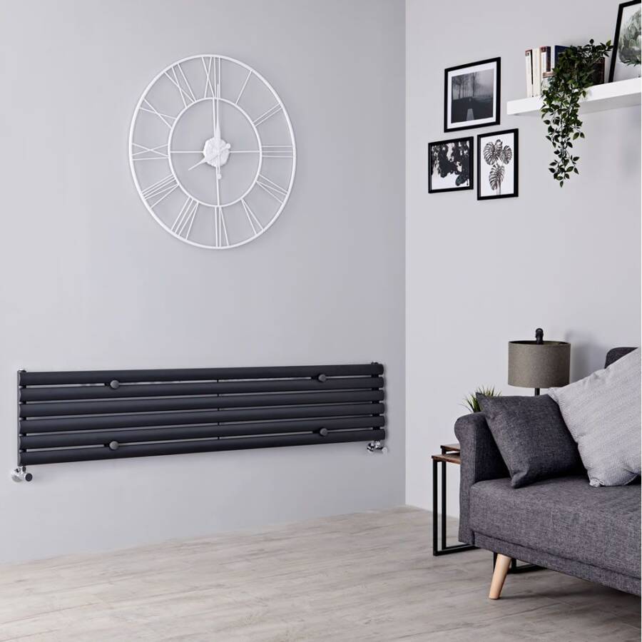 Milano Aruba Anthracite Horizontal Designer Radiator 354mm x 1600mm Milano Aruba Anthracite Horizontal Designer Radiator 354mm x 1600mm