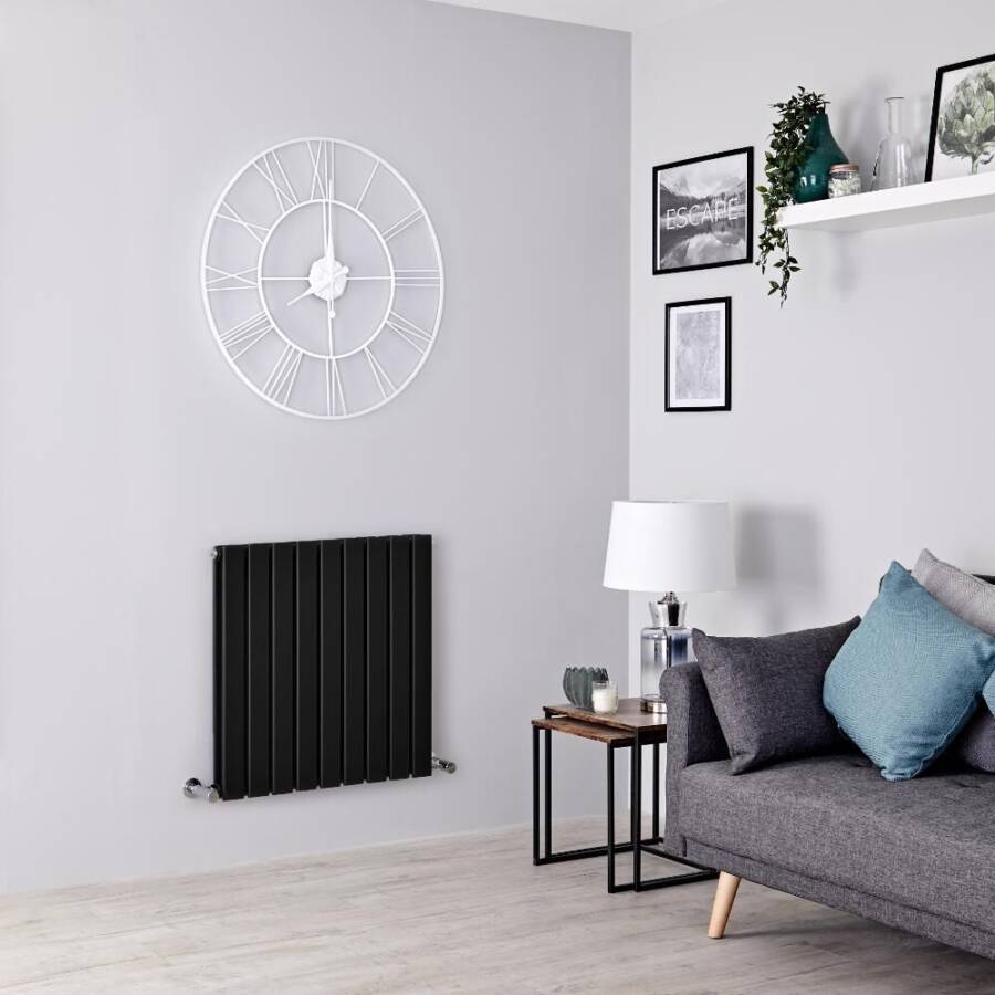 Milano Alpha Black Horizontal Slim Panel Designer Radiator