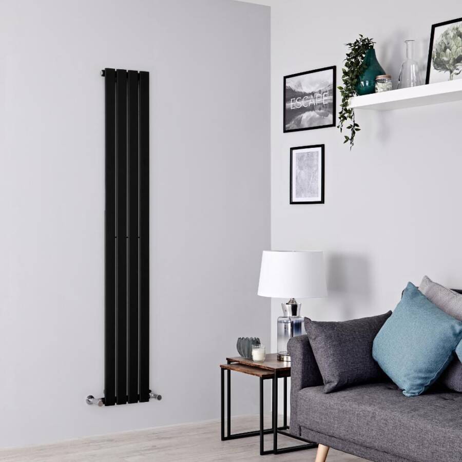 Milano Alpha Black Vertical Single Designer Radiator 1600mm x 280mm Milano Alpha Black Vertical Single Designer Radiator 1600mm x 280mm