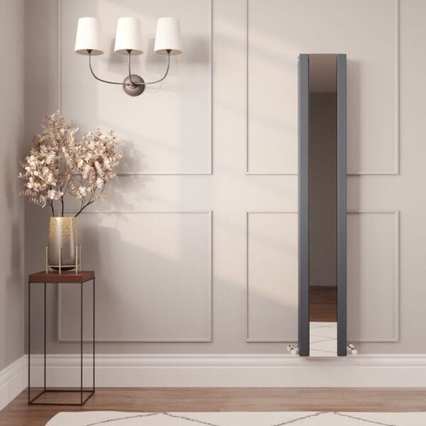 Milano Icon anthracite vertical mirrored designer radiator Milano Icon anthracite vertical mirrored designer radiator