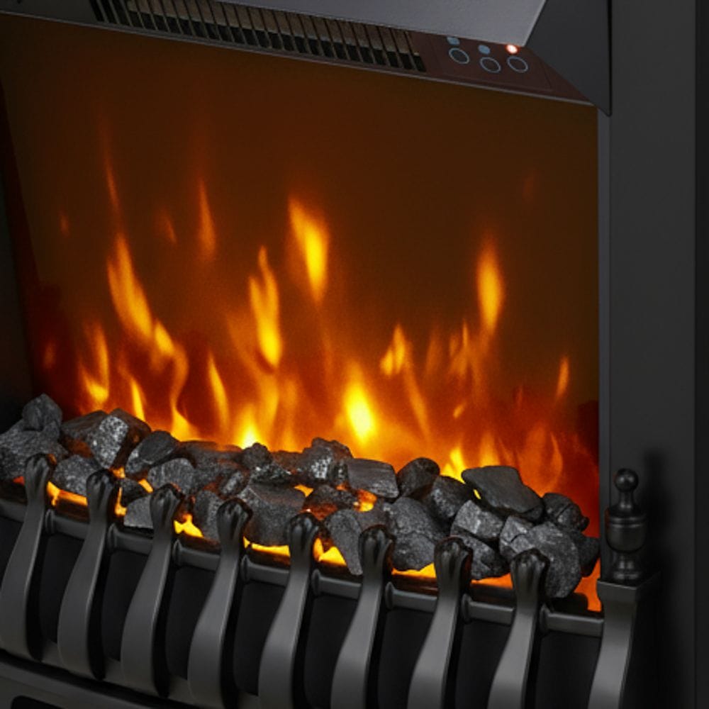 ECOSO Ardor black traditional inset electric fire close up image