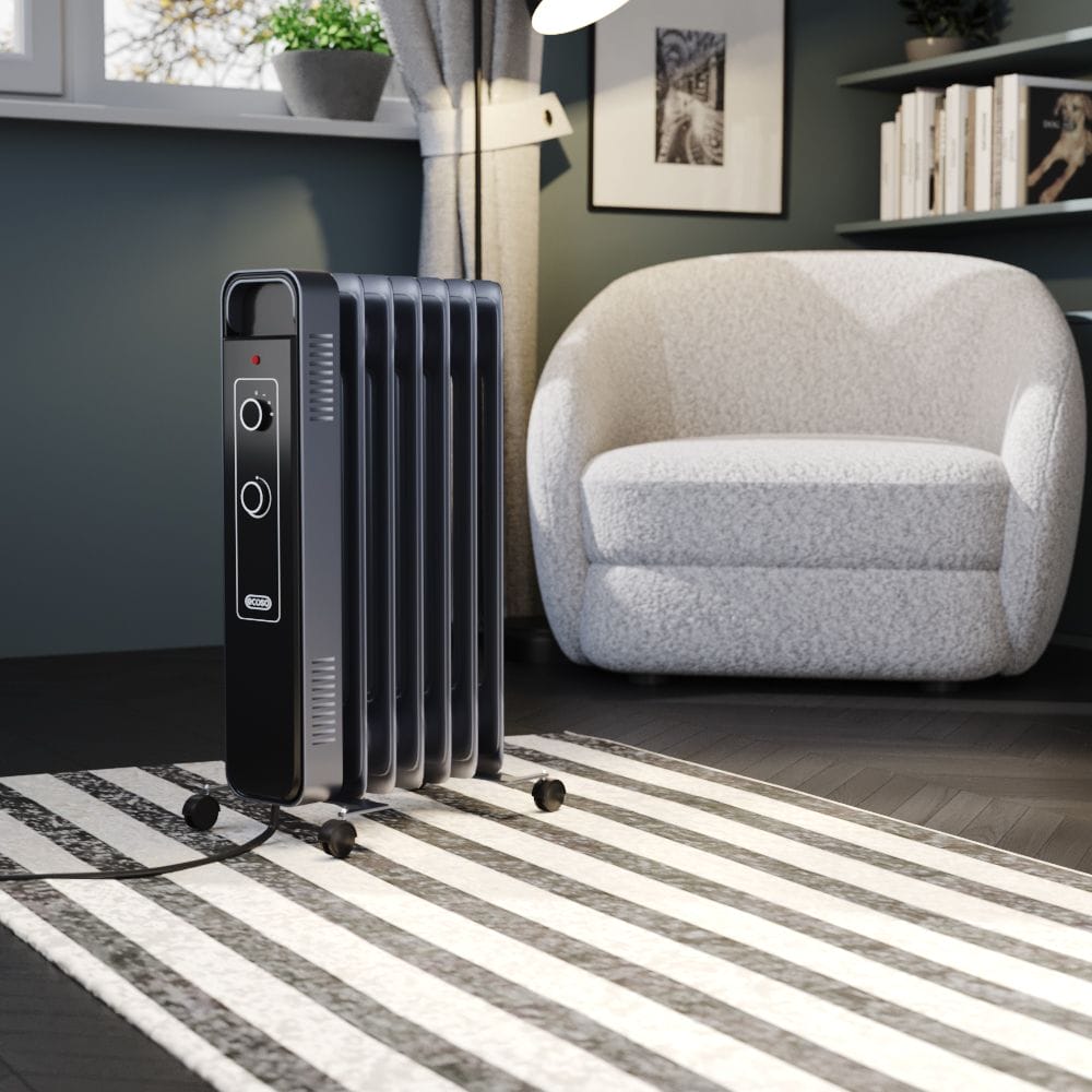 ECOSO Luan black electric portable oil filled radiator ECOSO Luan black electric portable oil filled radiator