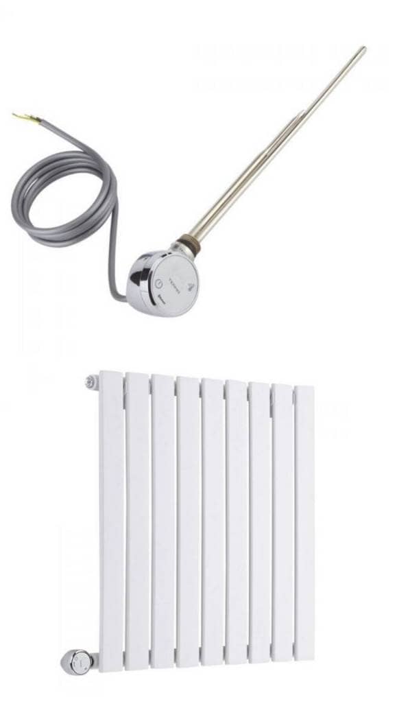 electric radiator and element (1) Electric heating element above Milano Aruba white radiator