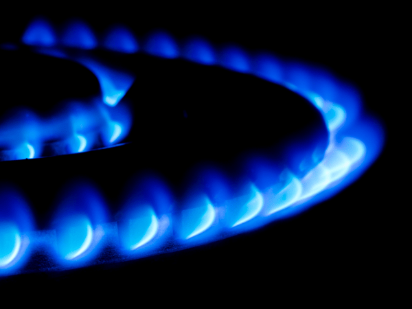 blue flame on a stove