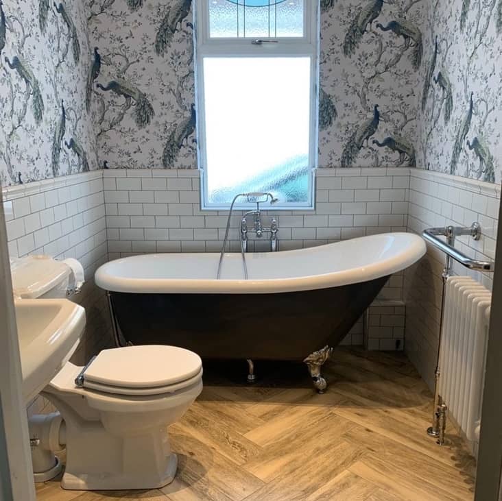 a newly renovated bathroom space