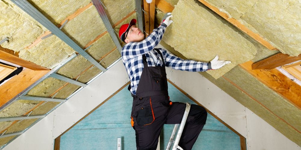 a man installing loft insulation