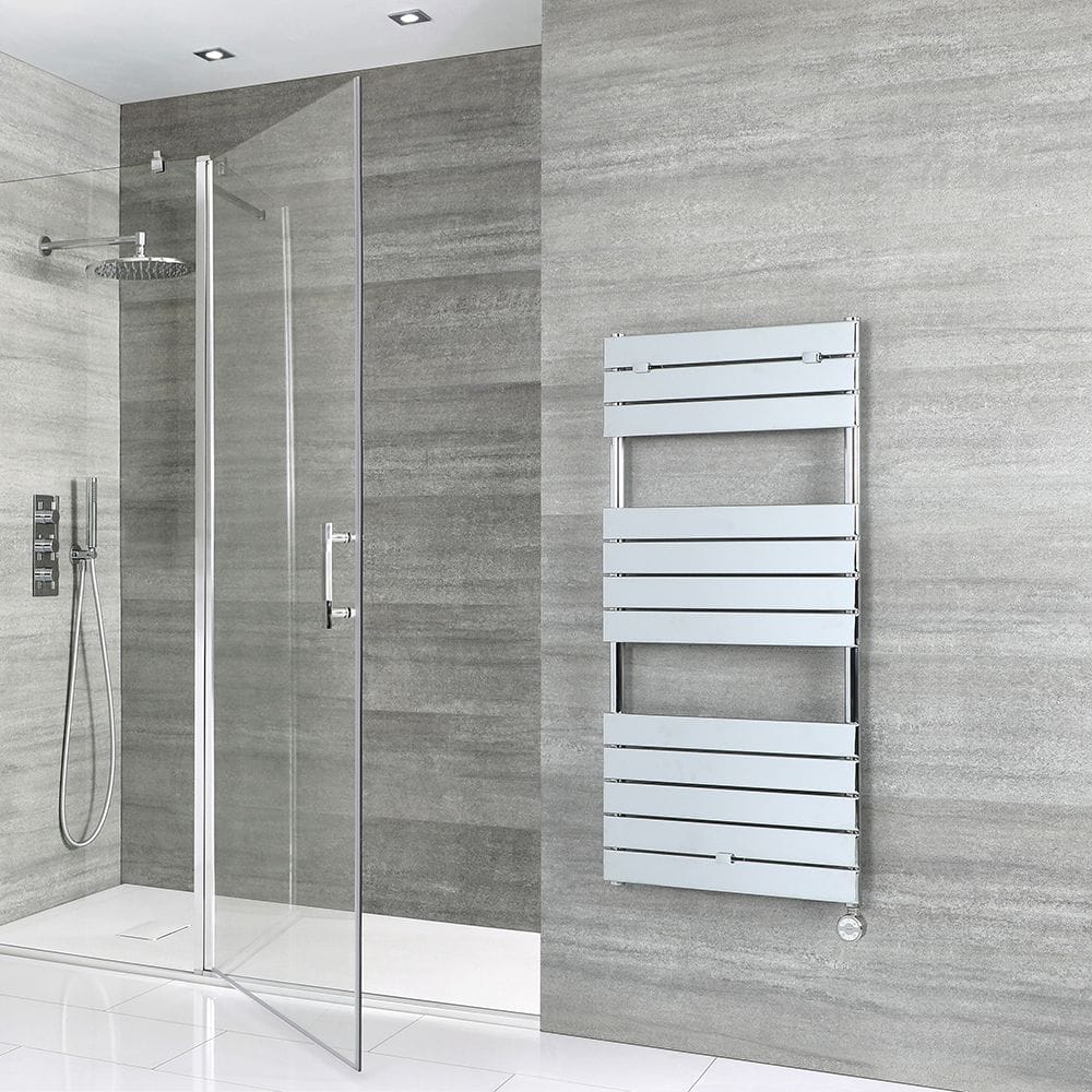 Milano Lustro electric designer chrome flat panel designer heated towel rail