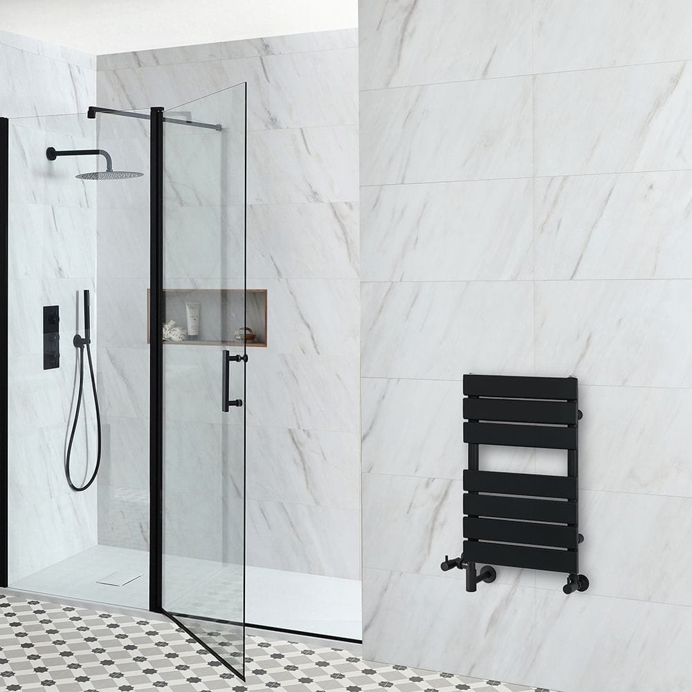 Milano Lustro dual fuel black designer towel rail Milano Lustro dual fuel black designer towel rail