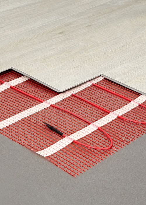 electric underfloor heating wiring underneath wooden flooring