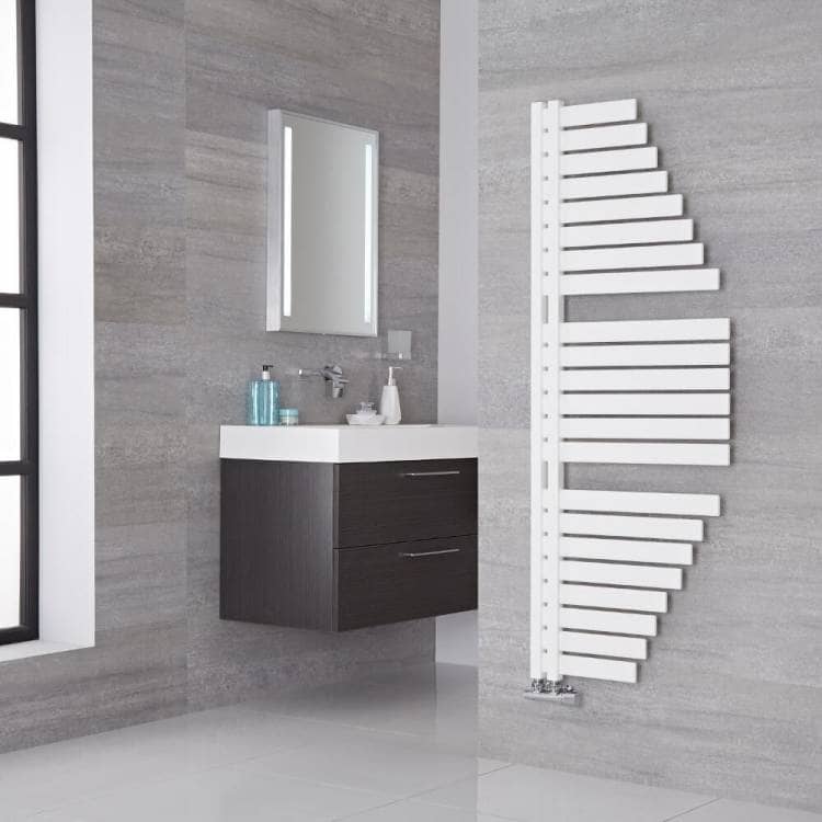 The Lazzarini Way Spinnaker heated towel rail in a bathroom space