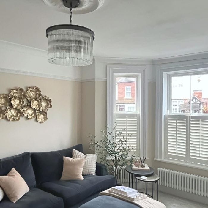 two low level radiators under a bay window