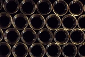 Multiple copper heating pipes Close up shot of multiple copper heating pipes