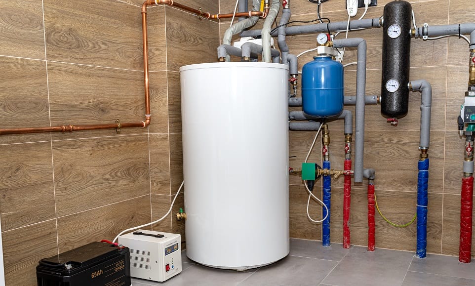 Modern gas boiler water tank