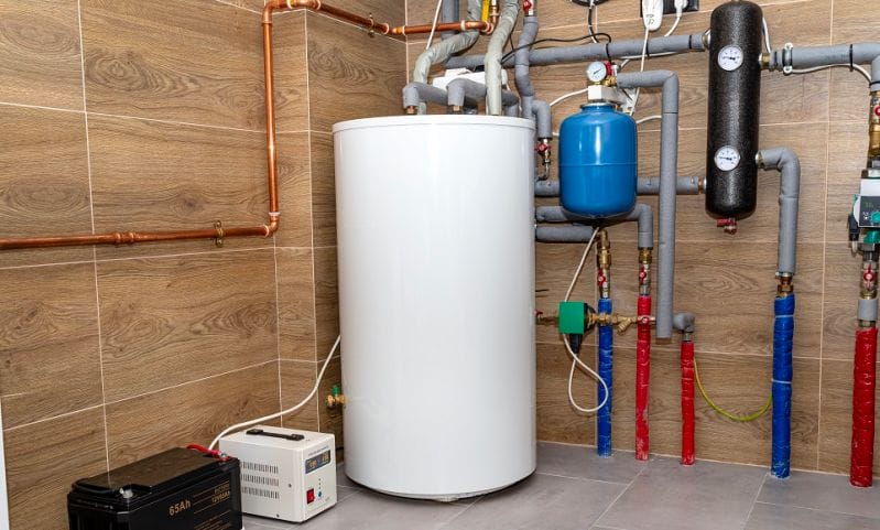 Modern gas boiler water tank