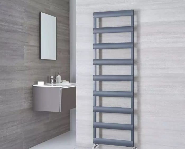 Milano Passo ladder towel rail A hung milano passo grey heated towel rail