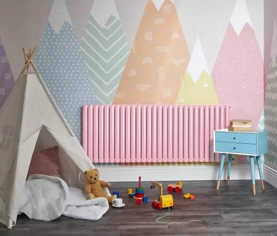 pink aruba radiator in a playroom