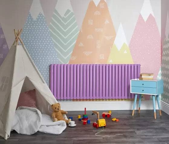 purple aruba radiator in a playroom