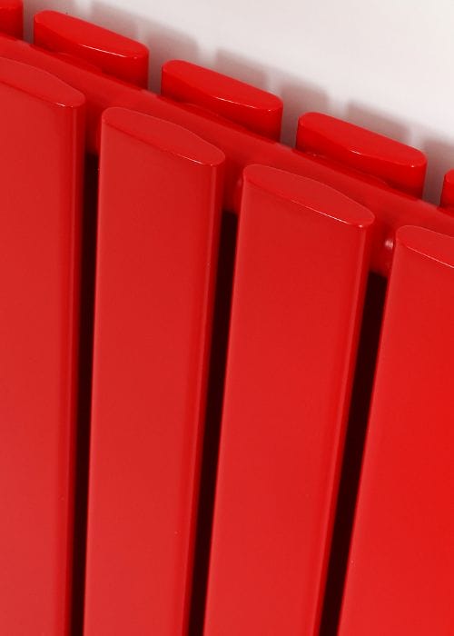 close up of red milano alpha radiator panels