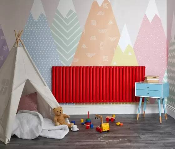 red aruba radiator in a playroom