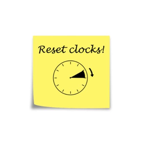 reset clocks reminder sticker
