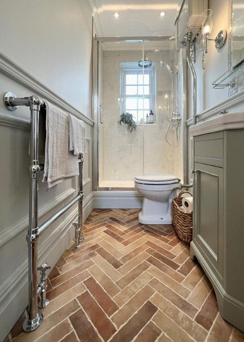 traditional towel rail in a small vintage style bathroom