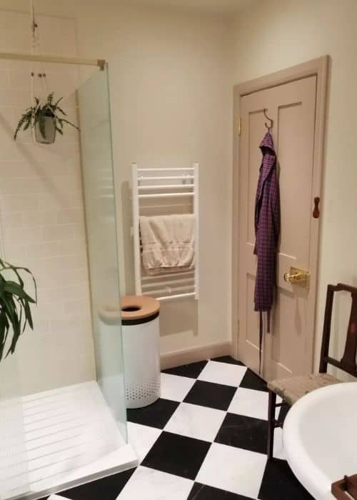 small heated towel rail in a bathroom