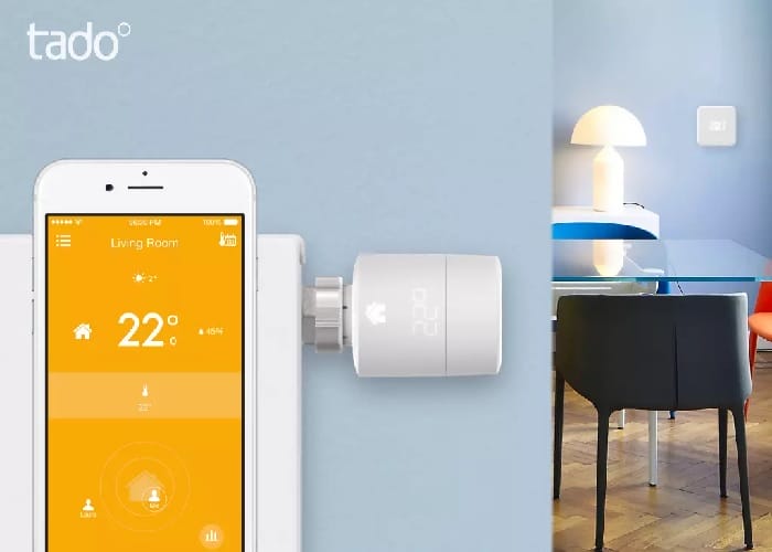 Visual representation of Tado thermostat working in living room Visual representation of Tado thermostat working in living room