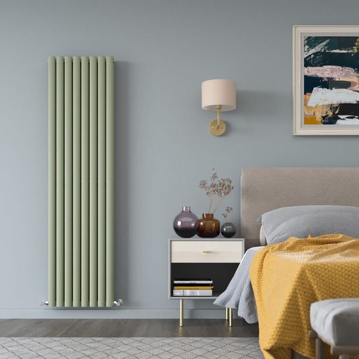Milano Aruba sage green vertical double panel designer radiator Milano Aruba sage green vertical double panel designer radiator