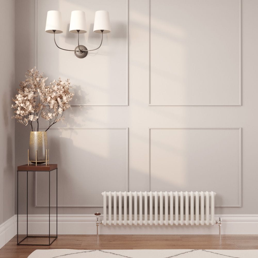 Milano Windsor traditional double column white traditional cast iron style radiator 300mm x 1010mm