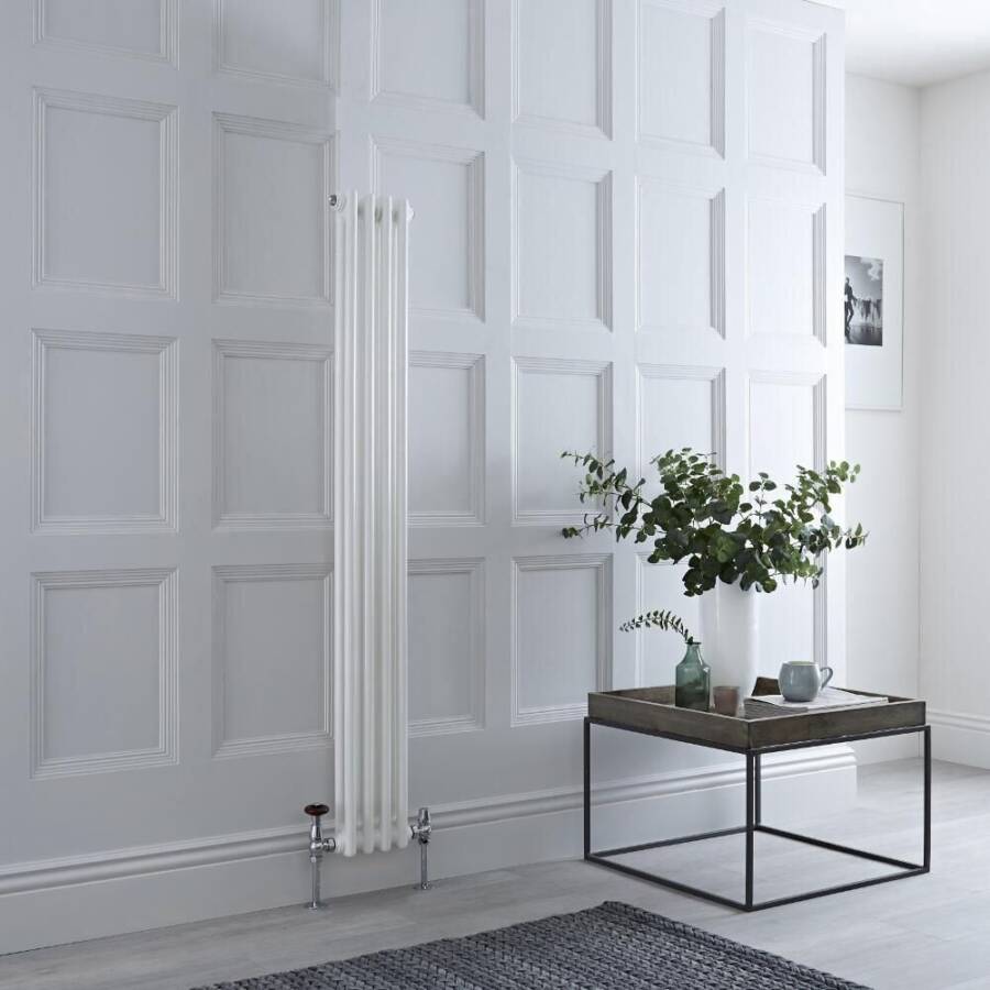 Milano Windsor Vertical Double Column White Traditional Cast Iron Radiator 1500mm x 200mm Milano Windsor Vertical Double Column White Traditional Cast Iron Radiator 1500mm x 200mm