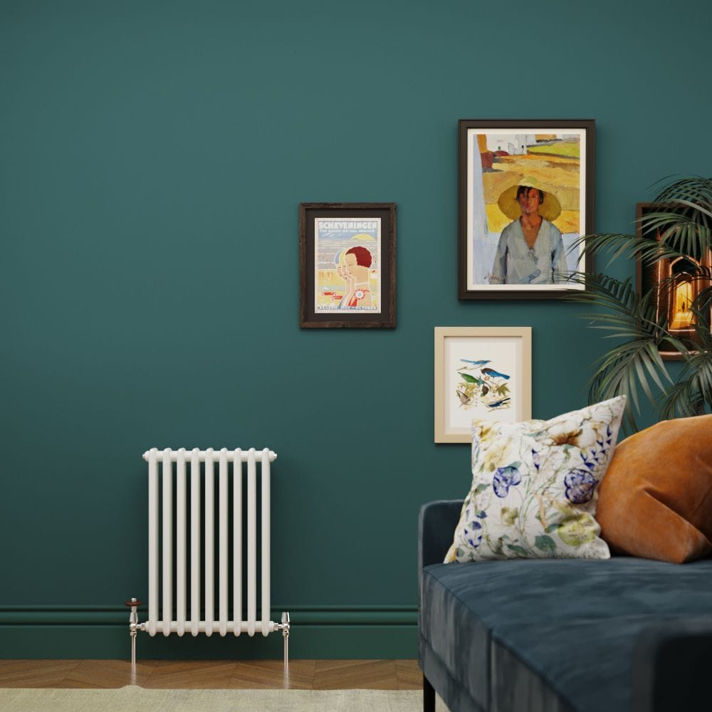 narrow milano windsor column radiator in a small room Milano Windsor horizontal triple column white traditional cast iron style radiator 600mm x 425mm