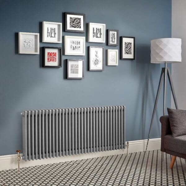 Milano Windsor Metallic Silver Horizontal Traditional Column Radiator